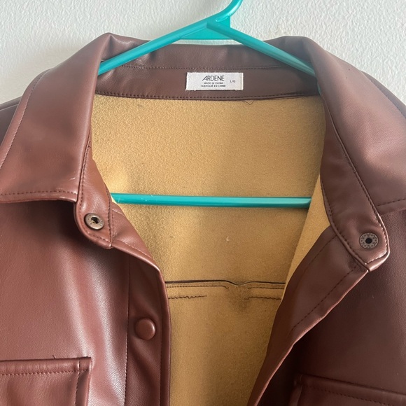 Cropped Brown Faux Leather Jacket - Picture 2 of 3